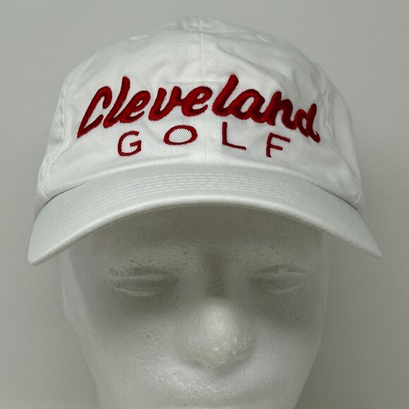 Cleveland Golf Dad Hat Cap Golfer Golfing White Cotton 6 Panel Strapback - Picture 2 of 12